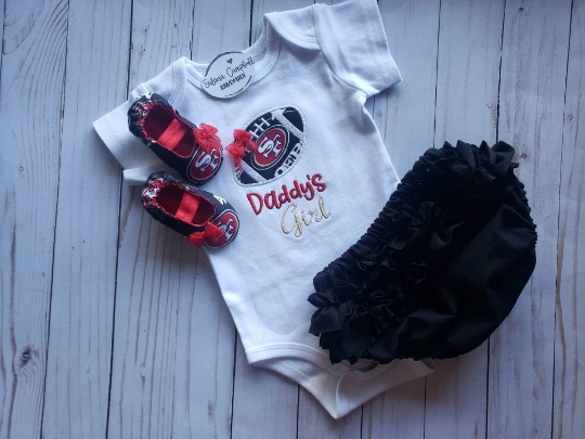 San Francisco 49ers bodysuit, booties and diaper cover