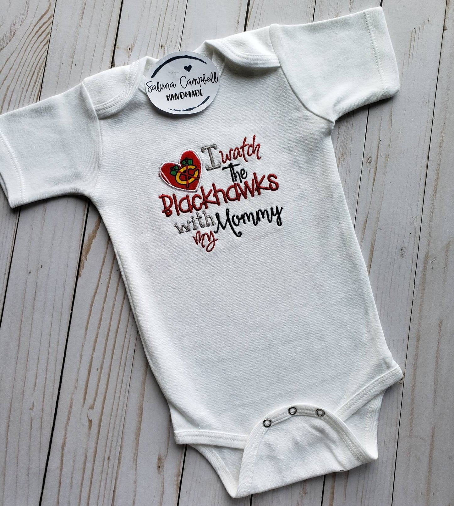 Chicago Blackhawks with mommy Inspired bodysuit