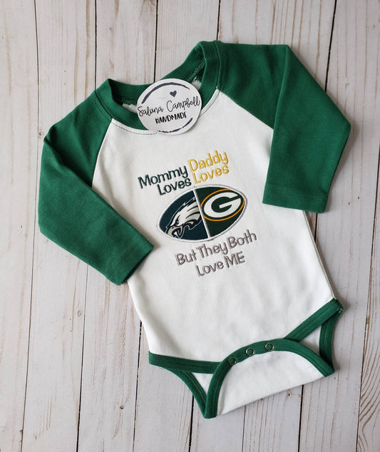 Embroidered  Football house divided baby bodysuit or shirt | you pick teams