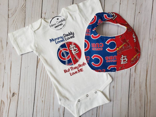 House Divided Embroidered bodysuit  AND matching bib- you pick teams