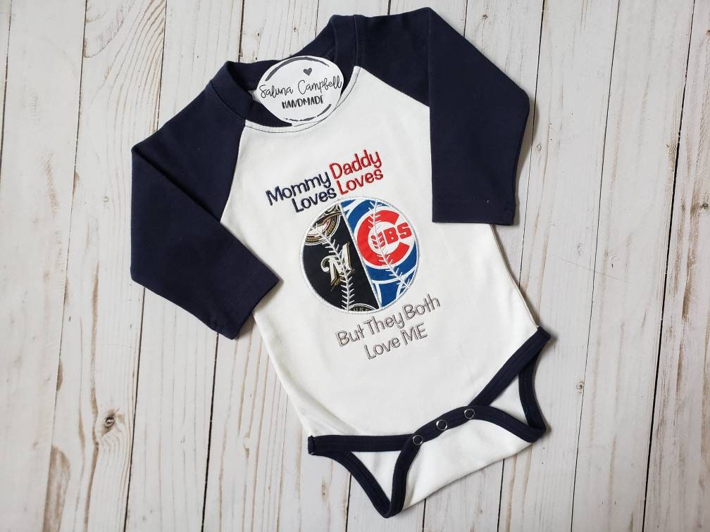 Baseball house divided embroidered baby bodysuit or shirt | you pick teams