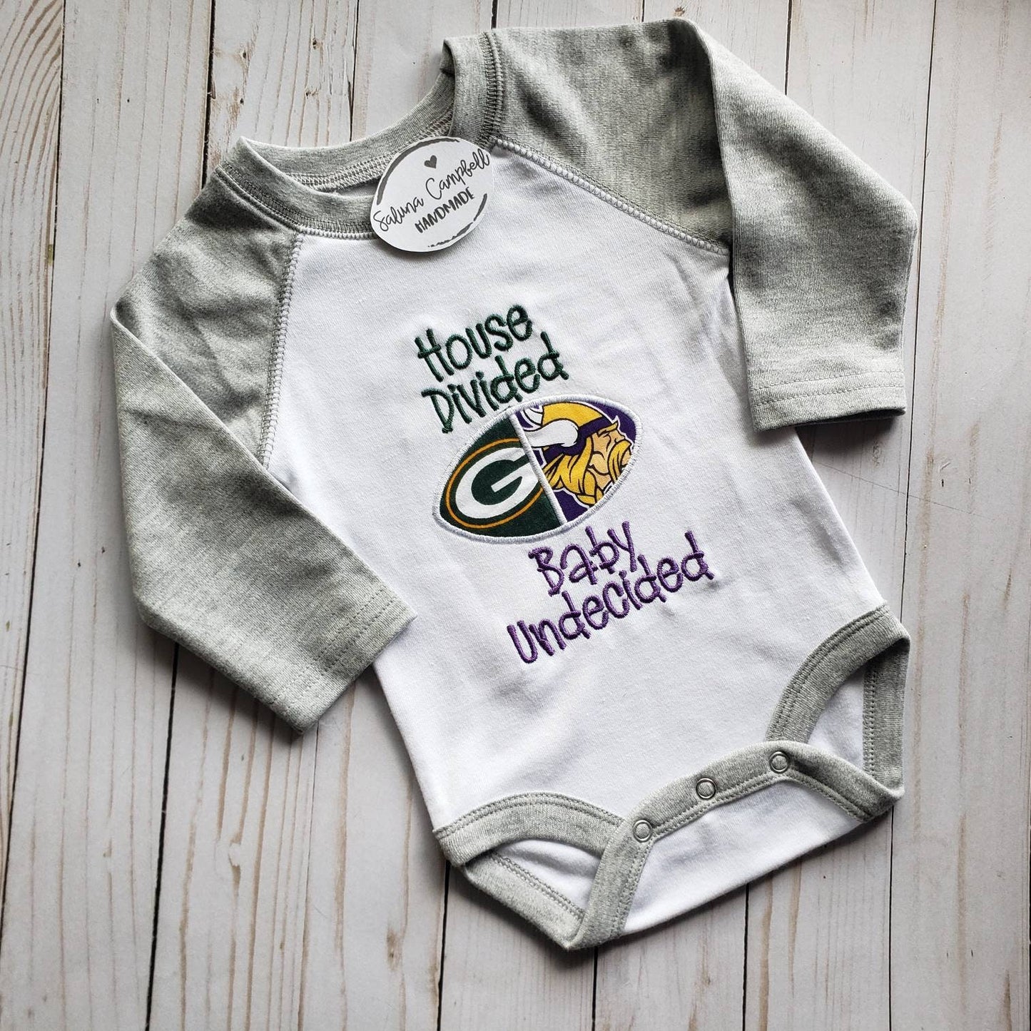 Embroidered House Divided Baby Undecided Football Shirt or Bodysuit • your choice of teams