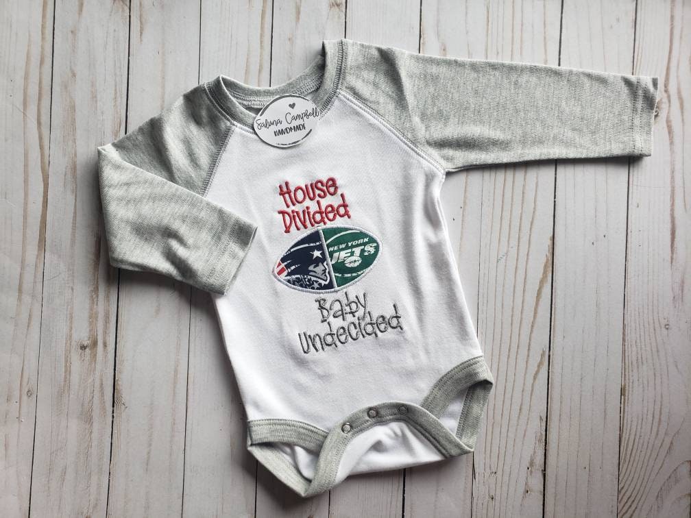 Embroidered House Divided Baby Undecided Football Shirt or Bodysuit • your choice of teams