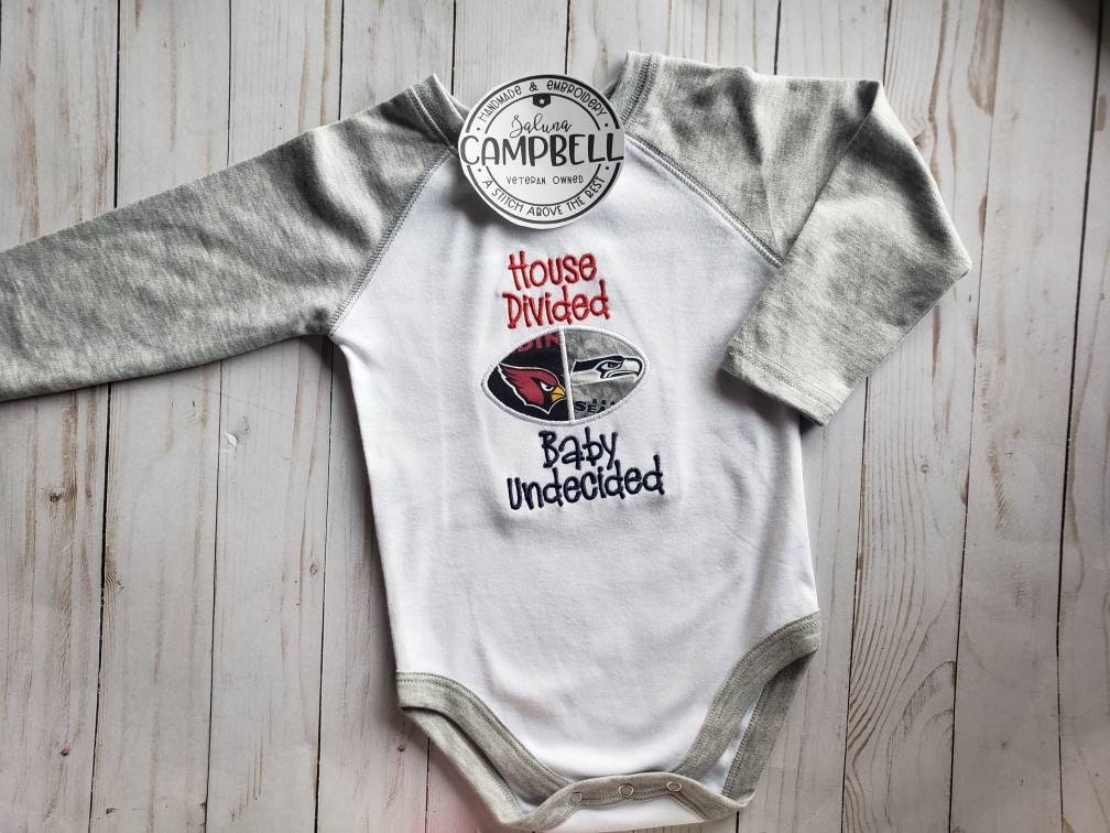 Embroidered House Divided Baby Undecided Football Shirt or Bodysuit • your choice of teams