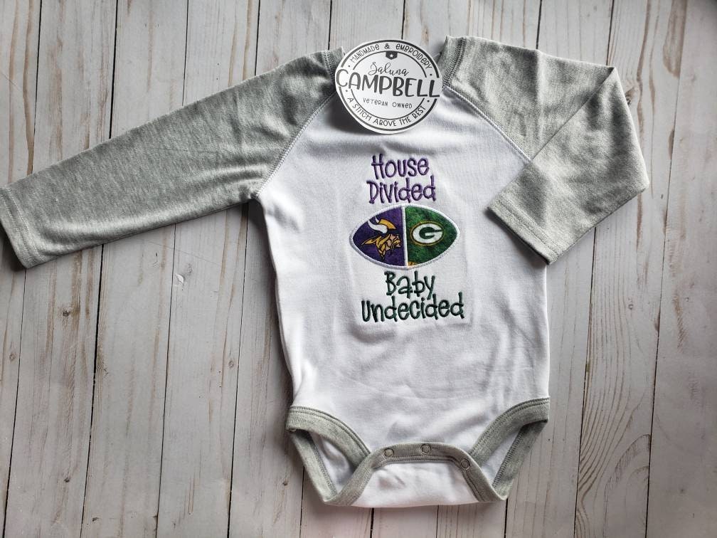 Embroidered House Divided Baby Undecided Football Shirt or Bodysuit • your choice of teams