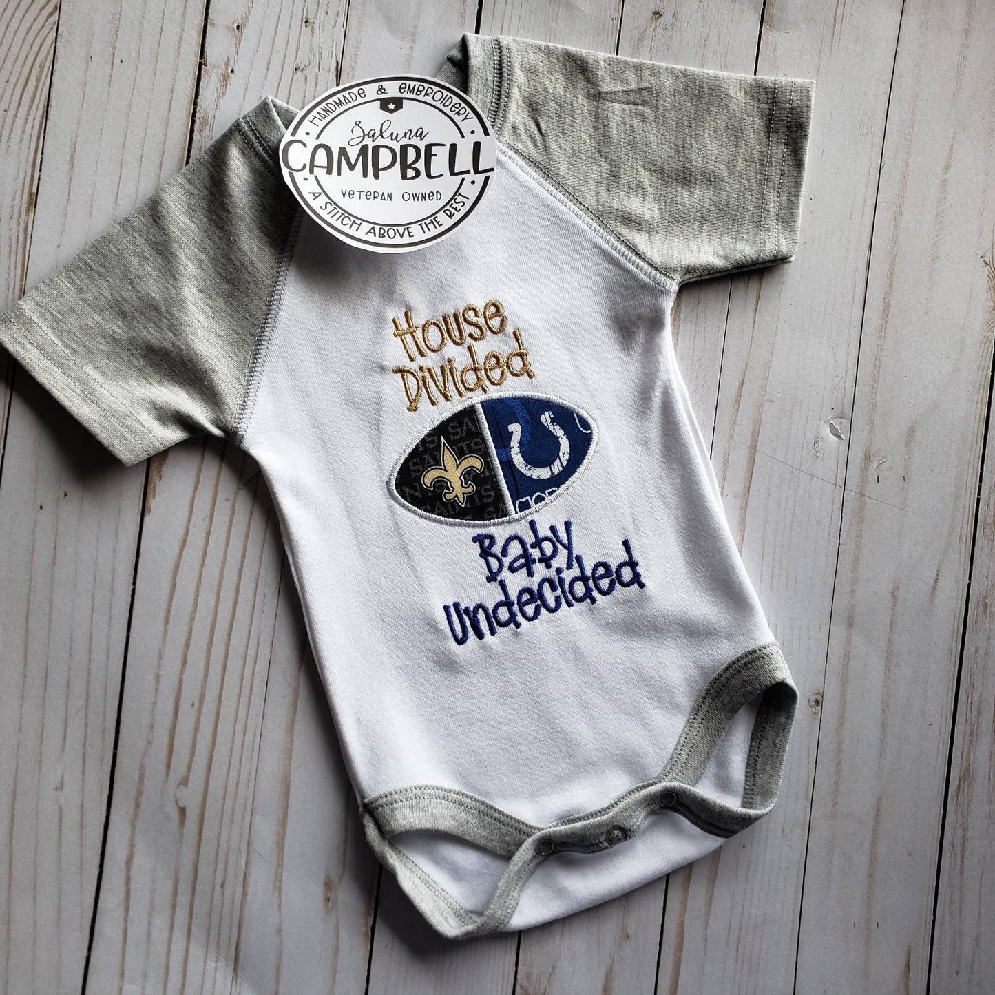 House Divided Baby Undecided Football Shirt or Bodysuit • your choice of teams